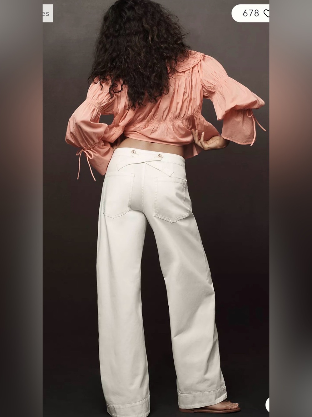 Pilcro Puddle Curve Wide Leg Pants Size 28 White - Picture 2 of 7